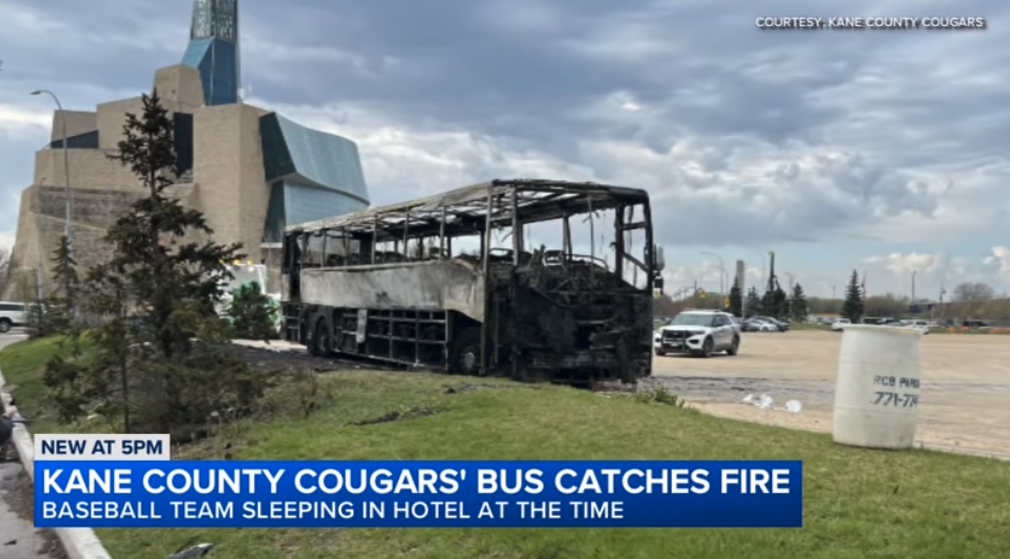 Torched Kane County Cougars' Bus